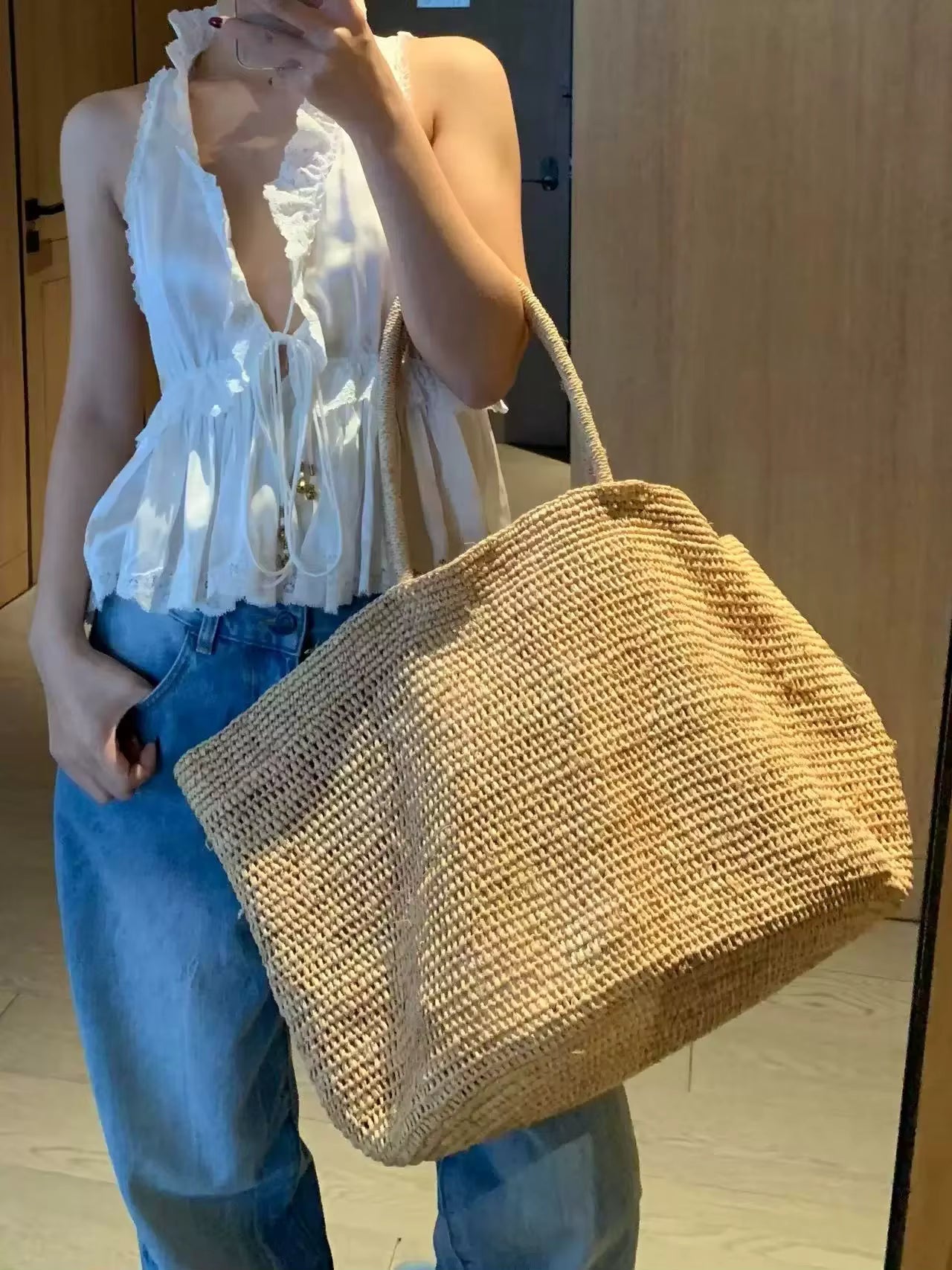 SOERA Sophia Handwoven Rattan Tote - Bag - SOERA-873987-KHA-OS-28899 Beige