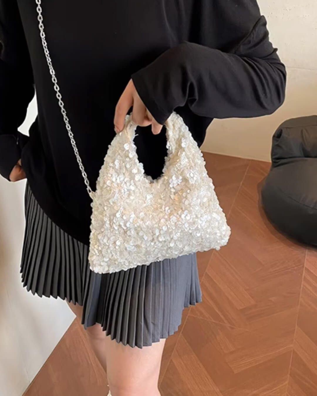 SOERA Sophia Sequin Evening Shoulder Bag - Bag - White