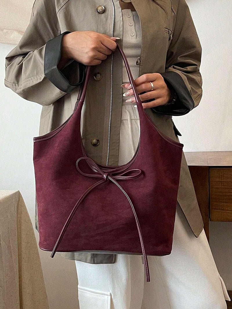 SOERA Florence Suede Bow Bag - Handbags - Soera-Bow-Bag/WineRed Wine Red Regular