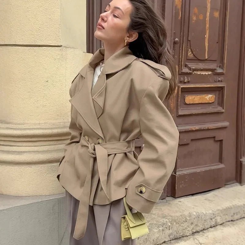 SOERA Hailey Crop Trench Coat - Jackets - fi1761302825923762454 Beige M