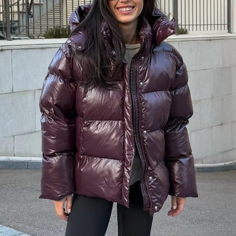 SOERA Judy Crop Puffer Jacket - Jackets - Burgundy S