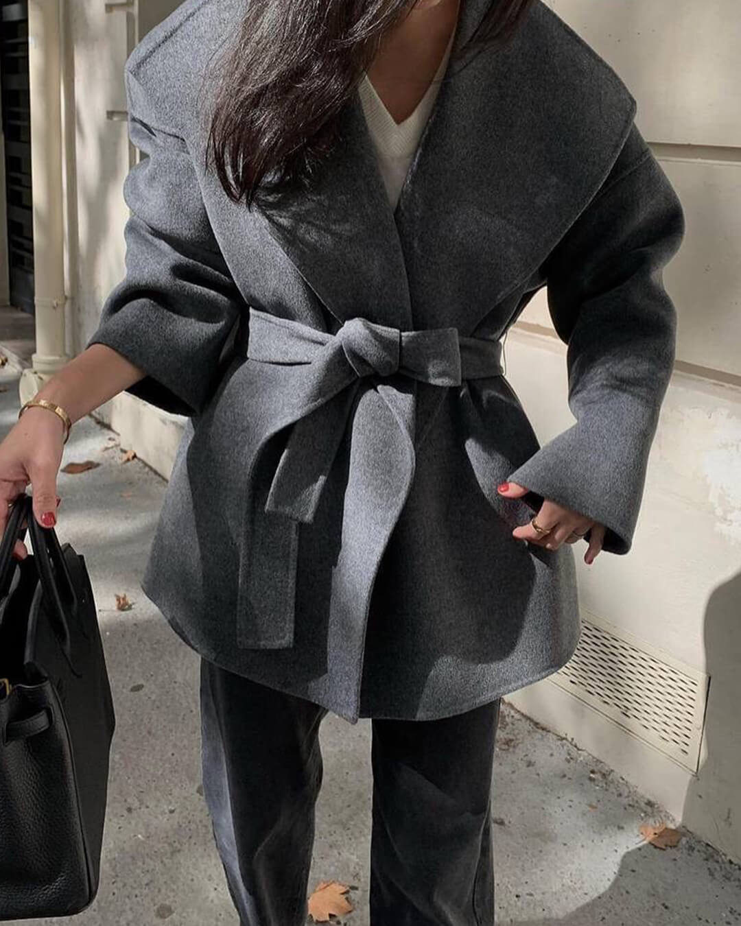 SOERA Lorelie Belted Wrap Coat - Jackets - Grey