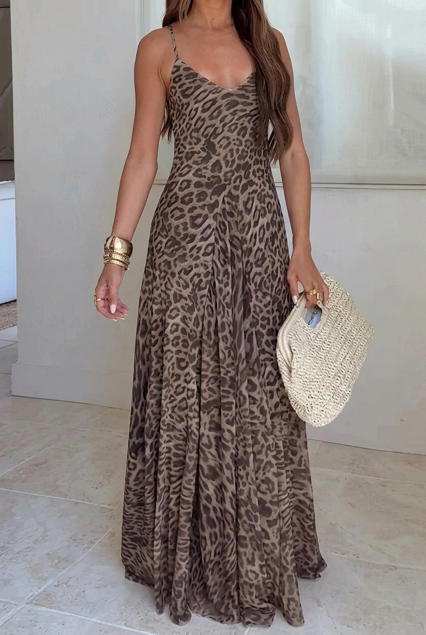 Fiona Leopard Flowy Maxi Dress