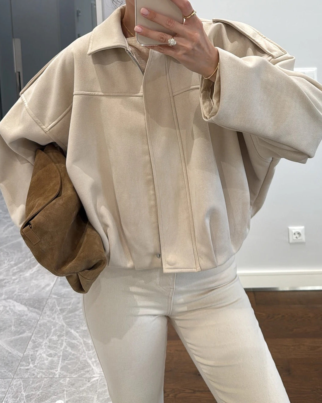 Constance Faux Suede Bomber Jacket