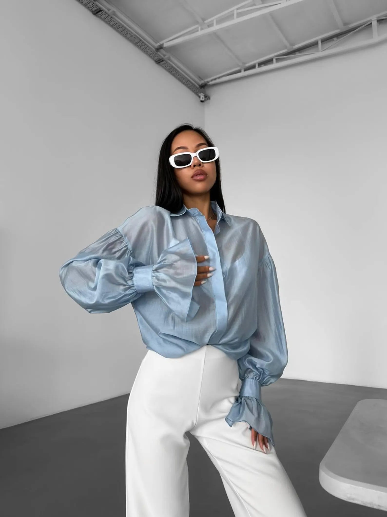 Patricia Long Sleeve Sheer Blouse
