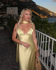 فستان Bianca ساتان ماكسي مع وشاح