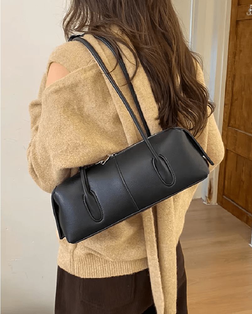 SOERA Julie Cylindrical Leather Shoulder Bag - Bag - SOERA-050115-BLA-OS-33699 Black