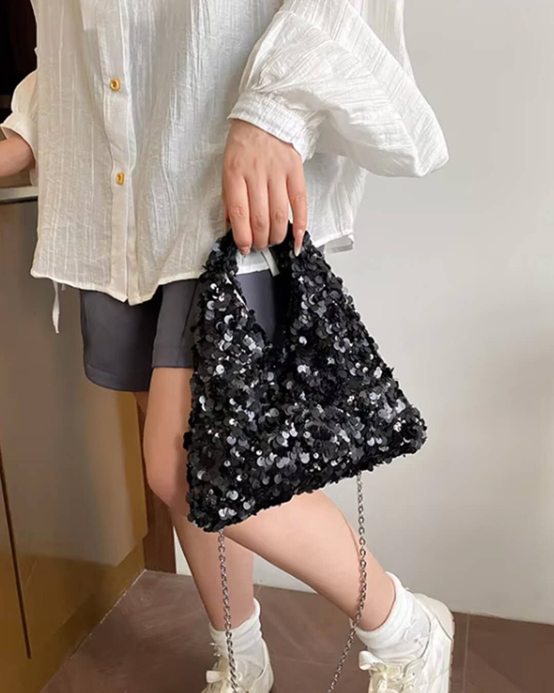 SOERA Sophia Sequin Evening Shoulder Bag - Bag -  Black