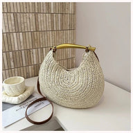 Sophia Sequined Straw Shoulder Bag