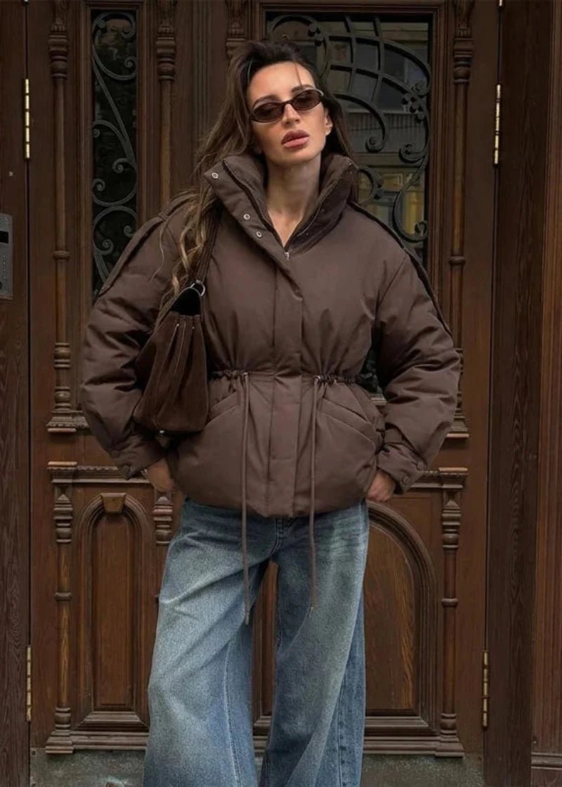 SOERA Mary Oversized Drawstring Waist Puffer Jacket - Coat - SOERA-728579-COF-M-60515 Coffee M