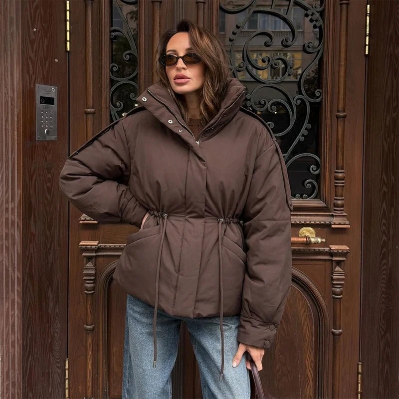 SOERA Mary Oversized Drawstring Waist Puffer Jacket - Coat - SOERA-728579-COF-S-27747 Coffee S