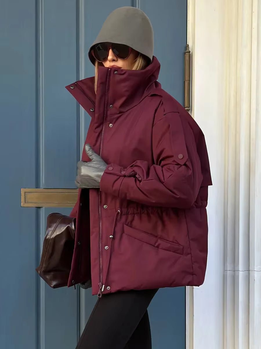 SOERA Mary Oversized Drawstring Waist Puffer Jacket - Coat - SOERA-728579-PUR-L-88195 Purple L