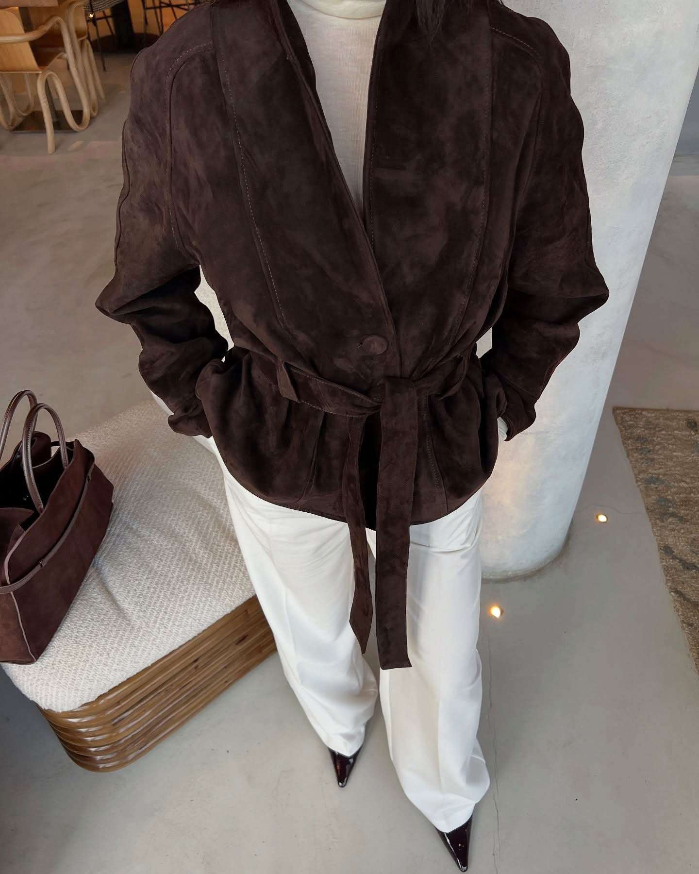 SOERA Teresa Belted Suede Trench Coat - Coat - SOERA-002819-BRO-S-38787 Brown S