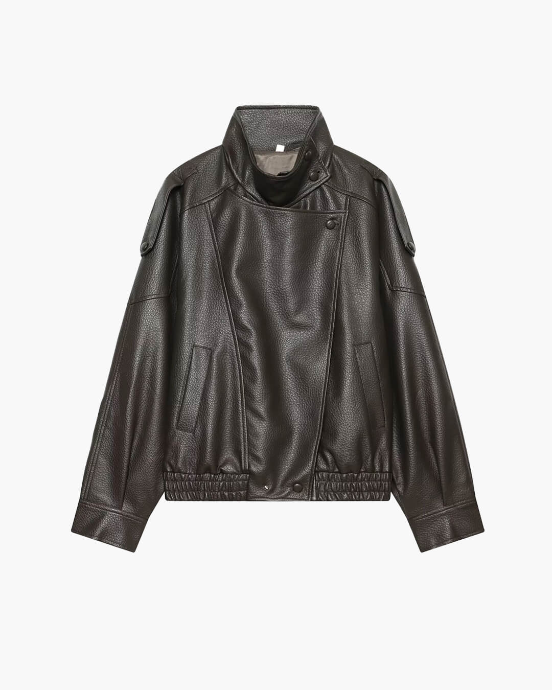 SOERA Brienne Stand Collar Faux Leather Jacket - Coats & Jackets - 1005011921437999-;Ea1775623627070066209 Dark Brown XS