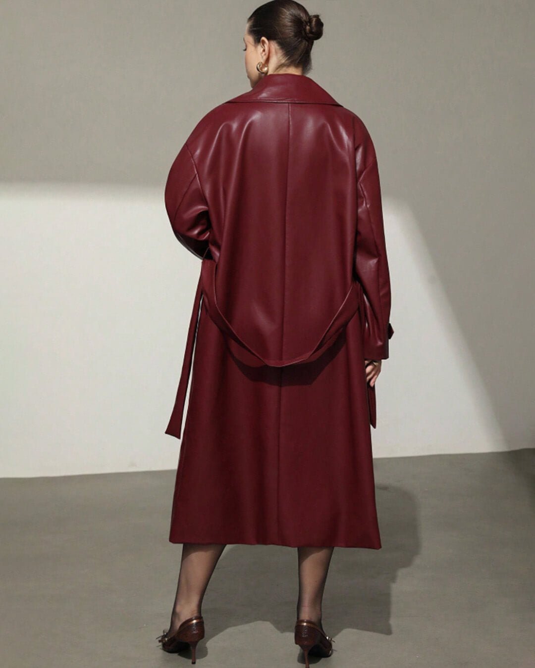 SOERA Cassy Faux Leather Maxi Trench Coat - Coats & Jackets - AV1764442362183661000 Burgundy S