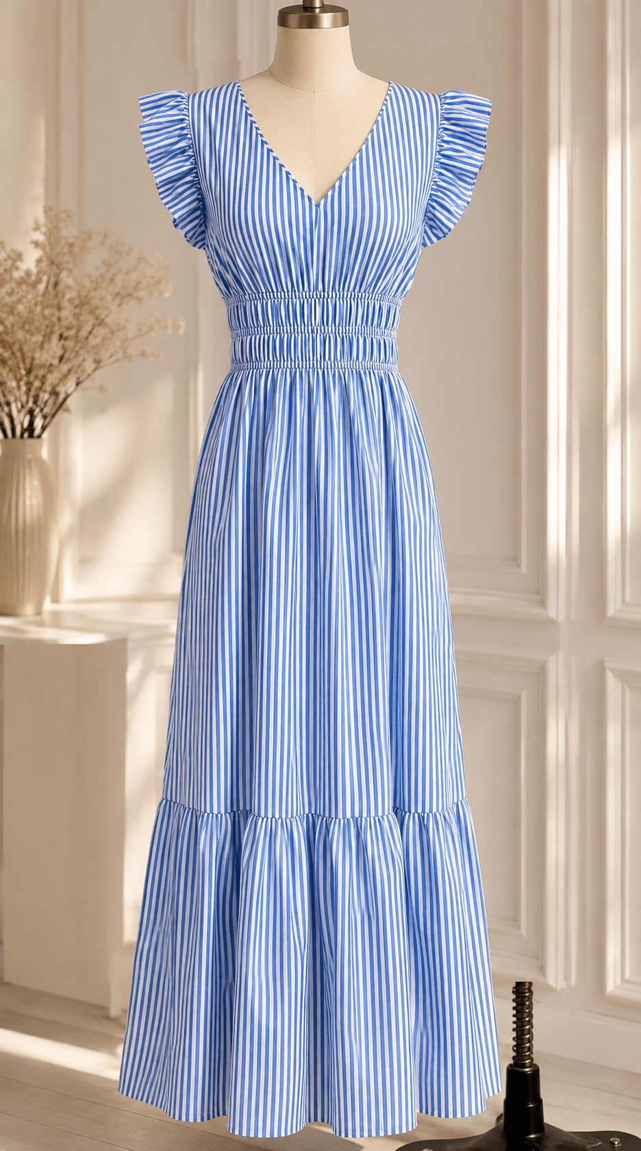 SOERA Lara Striped Empire Maxi Dress - Dress - SOERA-070019-AZU-S-25283 S