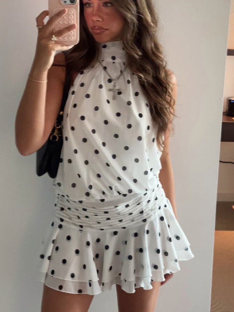 SOERA Lianna Polka Dot Halterneck Mini Dress - Dress - SOERA-932675-WHI-S-32515 White S
