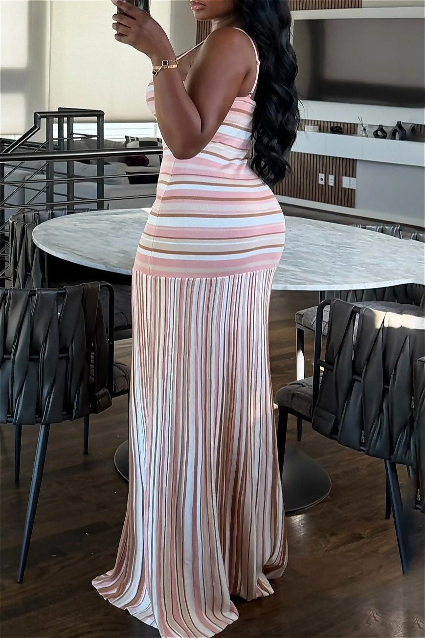 SOERA Miranda Color Block Backless Maxi Dress - Dress - SOERA-833219-PIN-S-17251 Pink S