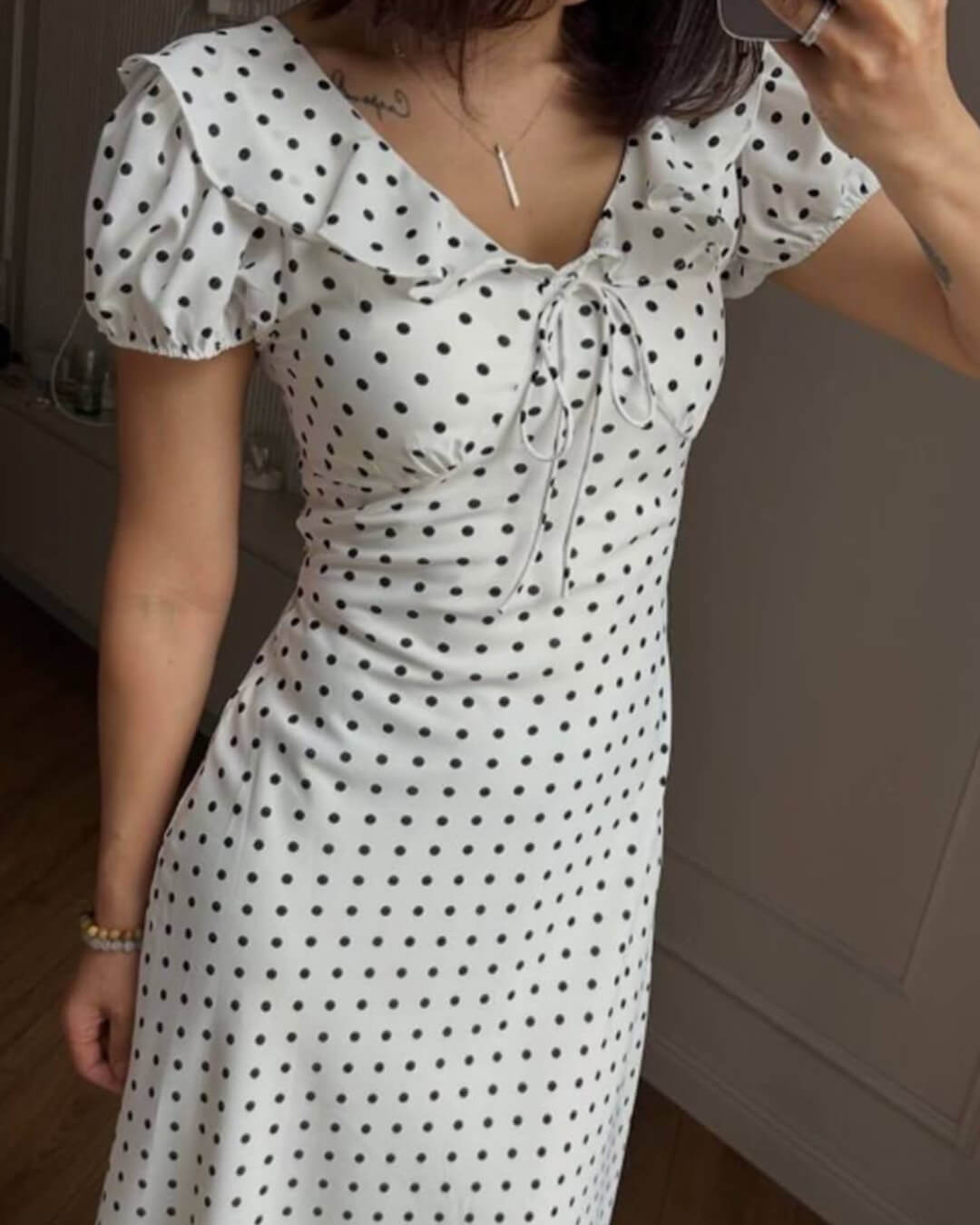 SOERA Bianca Polka Dot V-Neck Maxi Dress - Dresses - SOERA-749699-DEF-XS-97411 XS