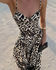 Imogen Leopard Print Spaghetti Strap Maxi Dress