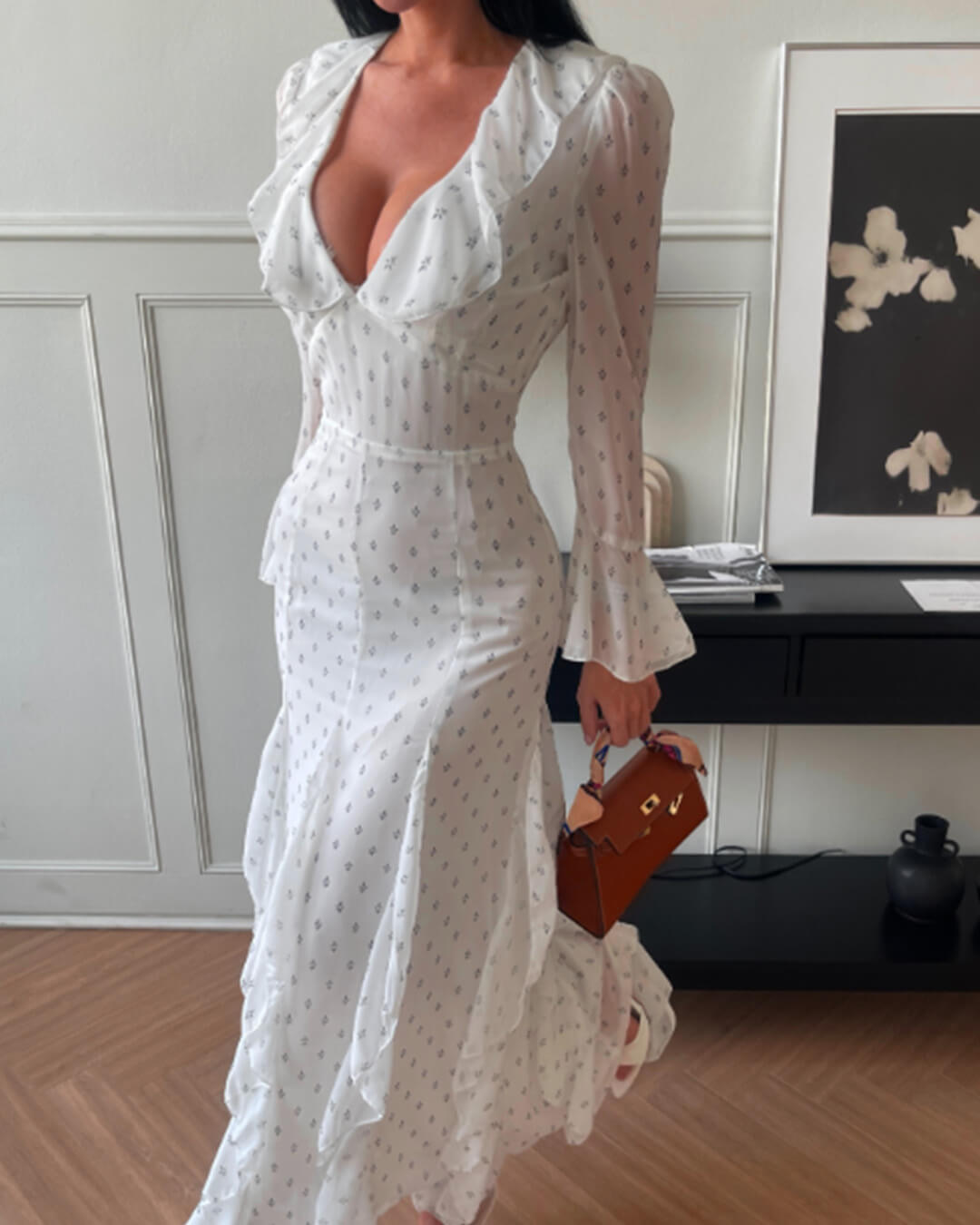 SOERA Jacinta Flared Sleeve Ruffle Maxi Dress - Dresses - SOERA-393539-WHI-L-41283 White L