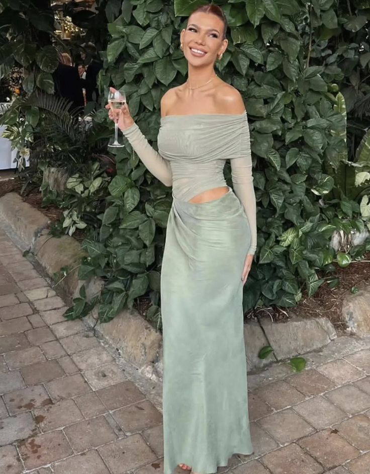 SOERA Lizy Long Sleeve Mesh Maxi Dress - Dresses - 1005008319705746-;Ey1769140532689213610 Green XS