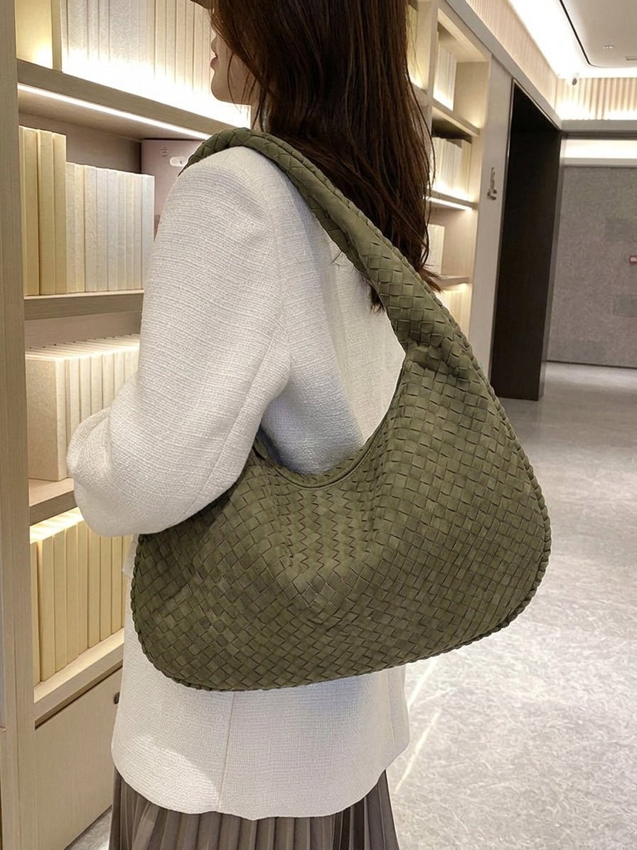 SOERA Suede Woven Bag XL - Handbags - DBAD2-WK392004 Beige