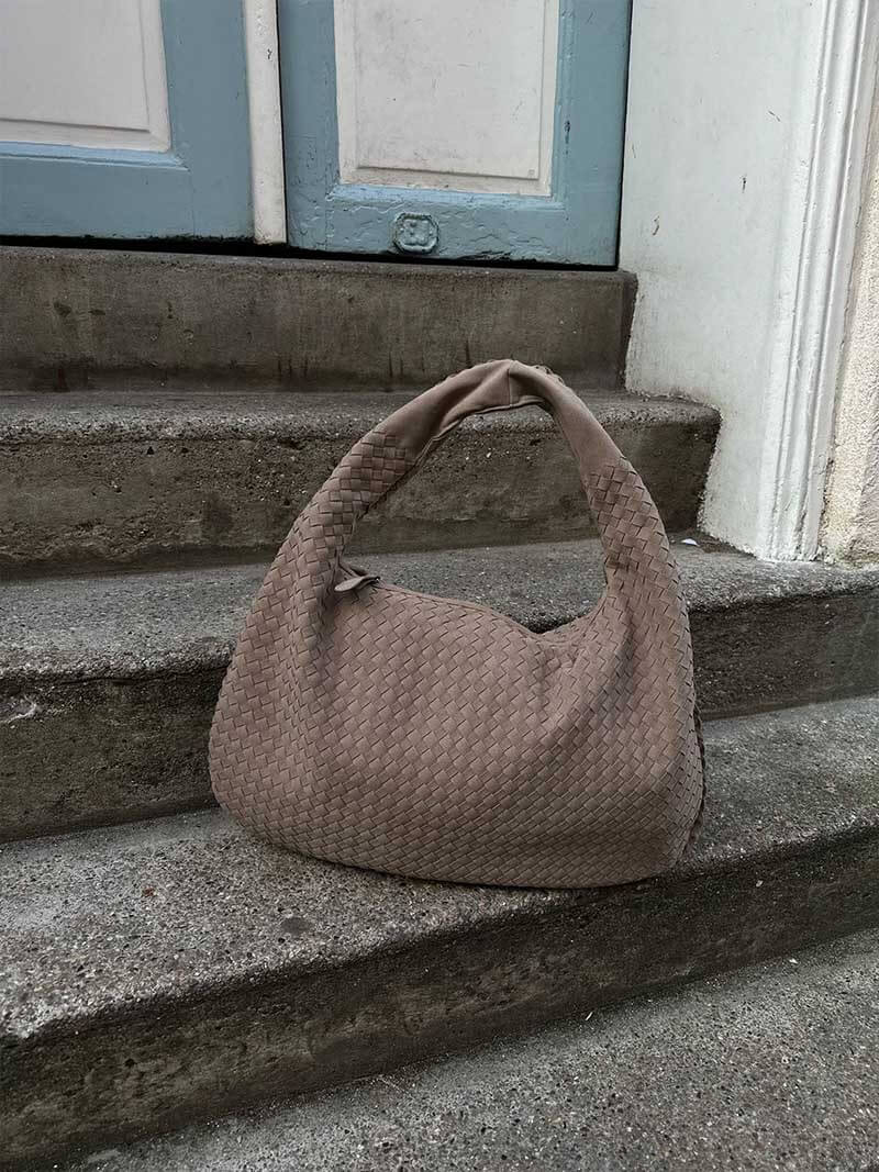 SOERA Suede Woven Bag XL - Handbags - DBAD2-WK392004 Beige
