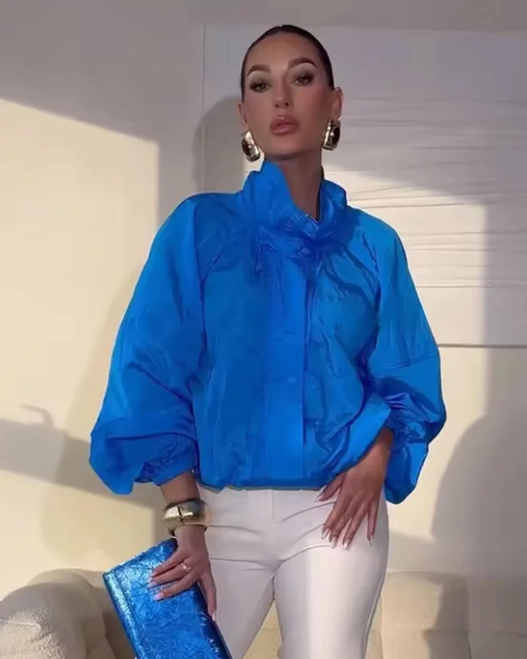 SOERA Alice Stand Collar Windbreaker Jacket - Jacket - SOERA-624963-BLU-XS-34819 Blue XS