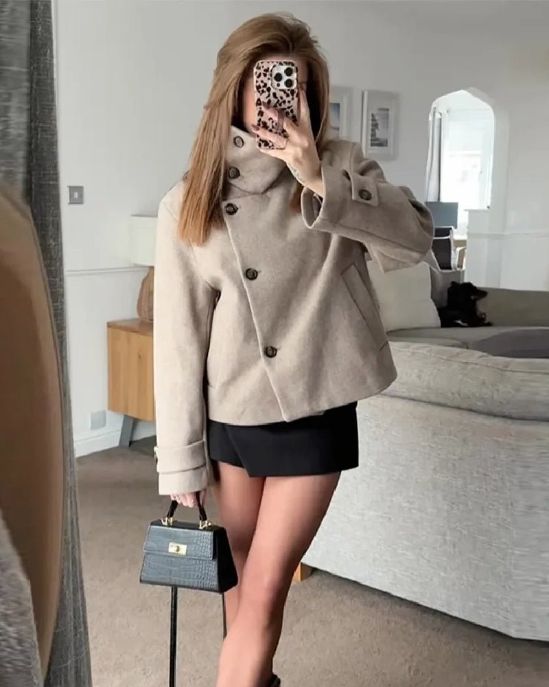 SOERA Amelie Stand Collar Jacket with Pockets - Jacket - SOERA-257539-BEI-L-26179 Beige L