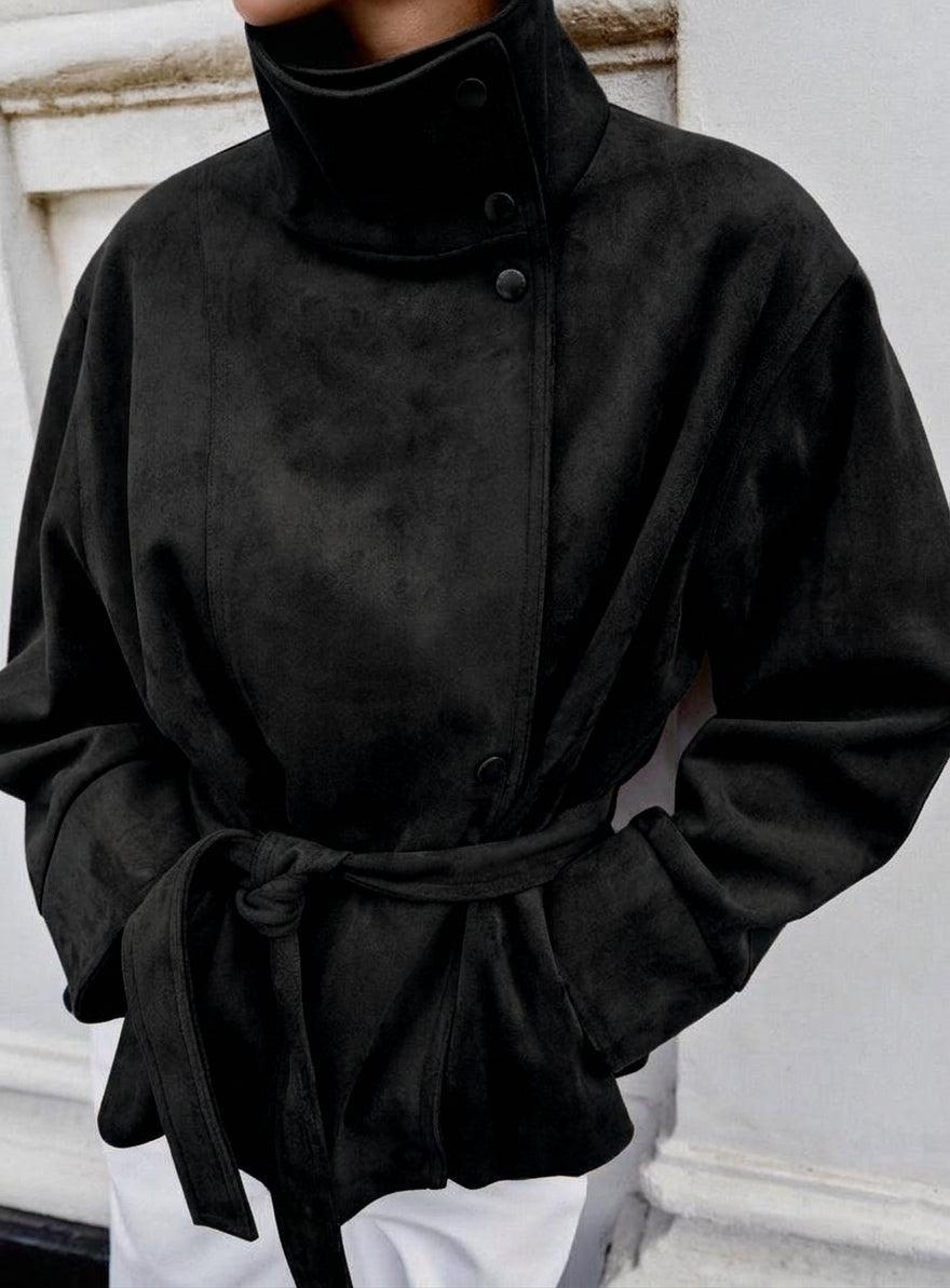 SOERA Anna Lace-Up Suede Jacket - Jacket -  Black XS