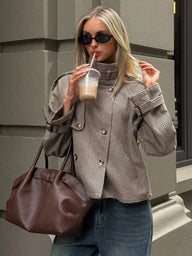 Denise Houndstooth Plaid Jacket