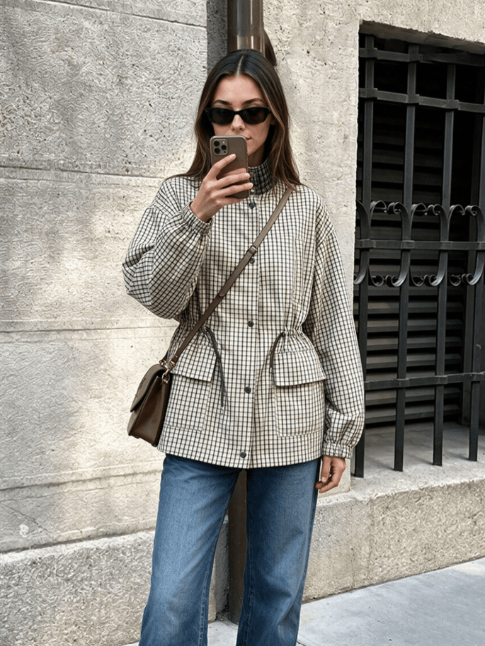 SOERA Ellen High-Neck Plaid Jacket - Jacket - SOERA-690371-GRE-S-74819 S
