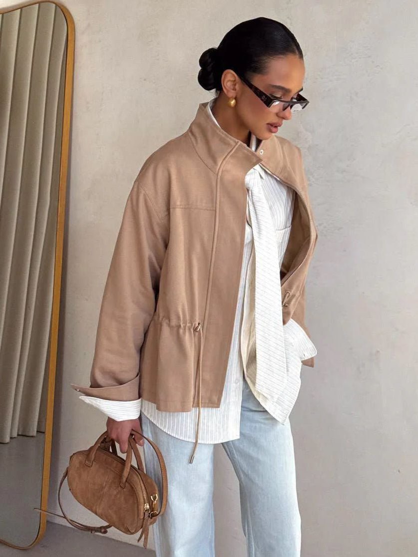 SOERA Esther Stand Collar Jacket - Jacket - SOERA-381763-KHA-L-21987 Beige L
