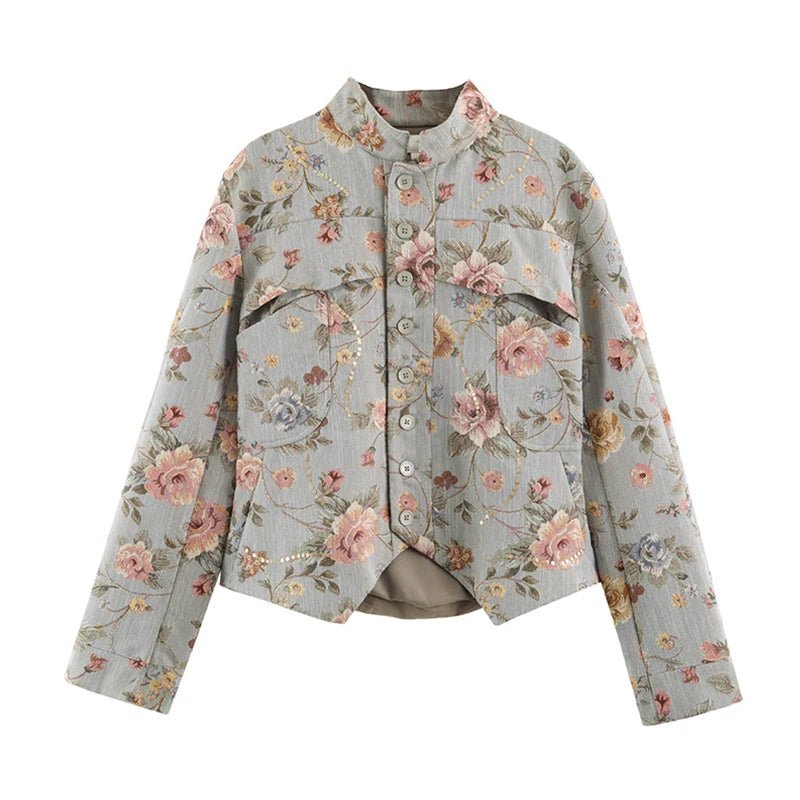 SOERA Laura Vintage Jacquard Cropped Jacket - Jacket - SOERA-203779-PIC-XS-16579 XS