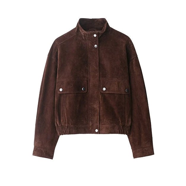 SOERA Mila Wide Shoulder Faux Suede Jacket - Jacket - SOERA-278211-S-BROWN-71747 Brown S