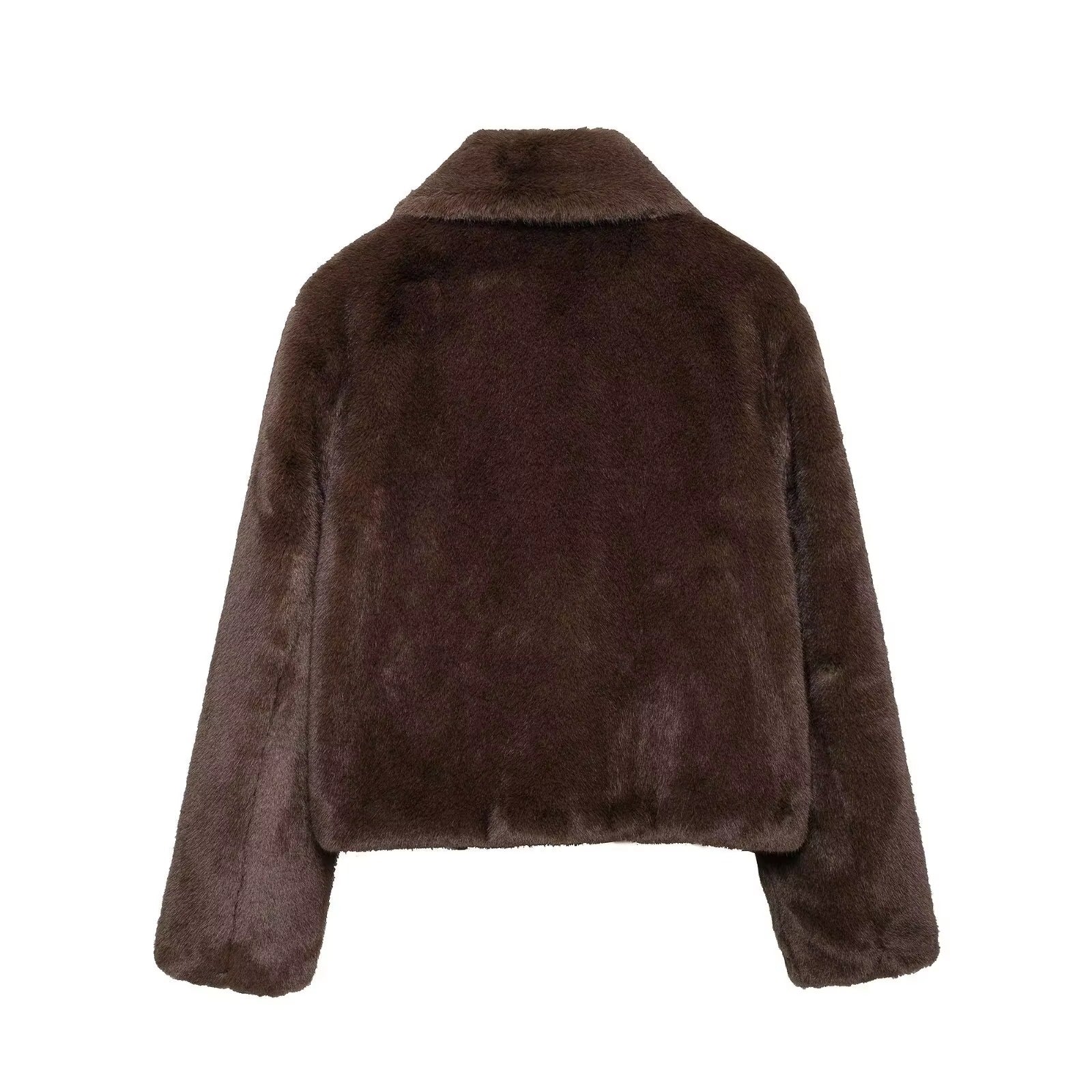 SOERA Abby Short Faux Fur Collared Coat - Jackets - Qk1763087940440141947 Dark Brown S