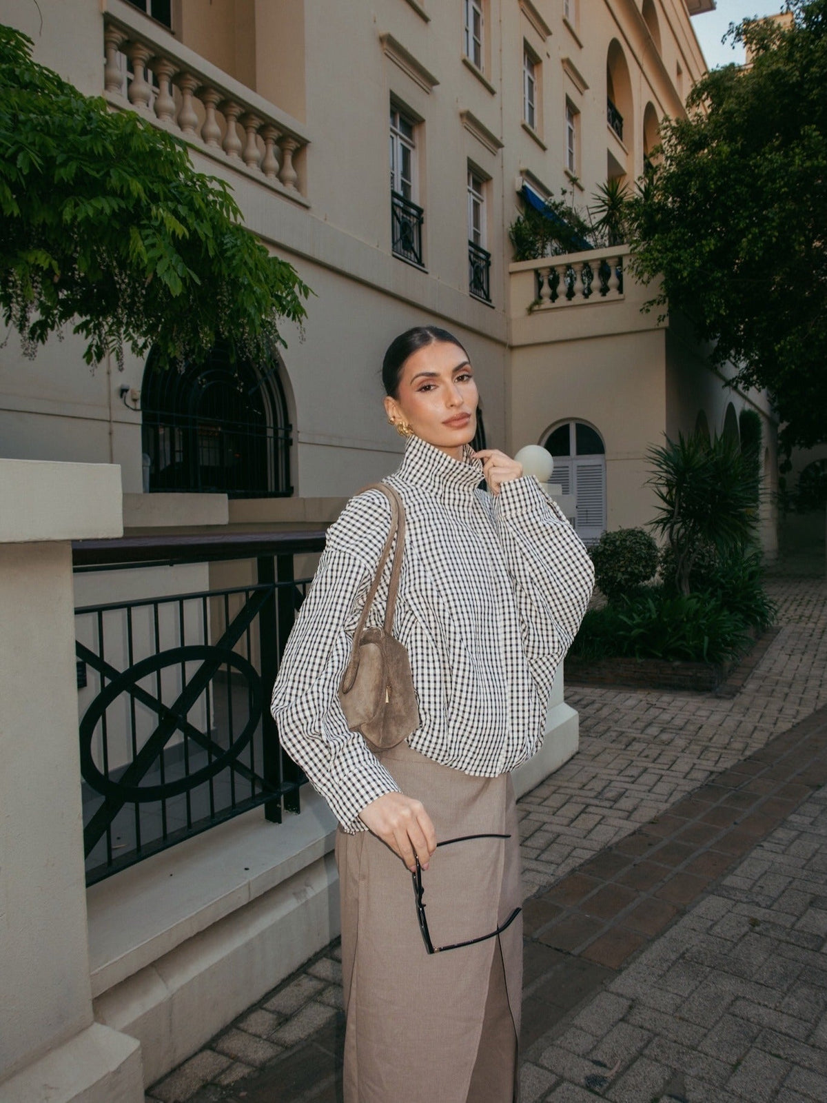 سترة Margot بياقة قمعية مقلمة