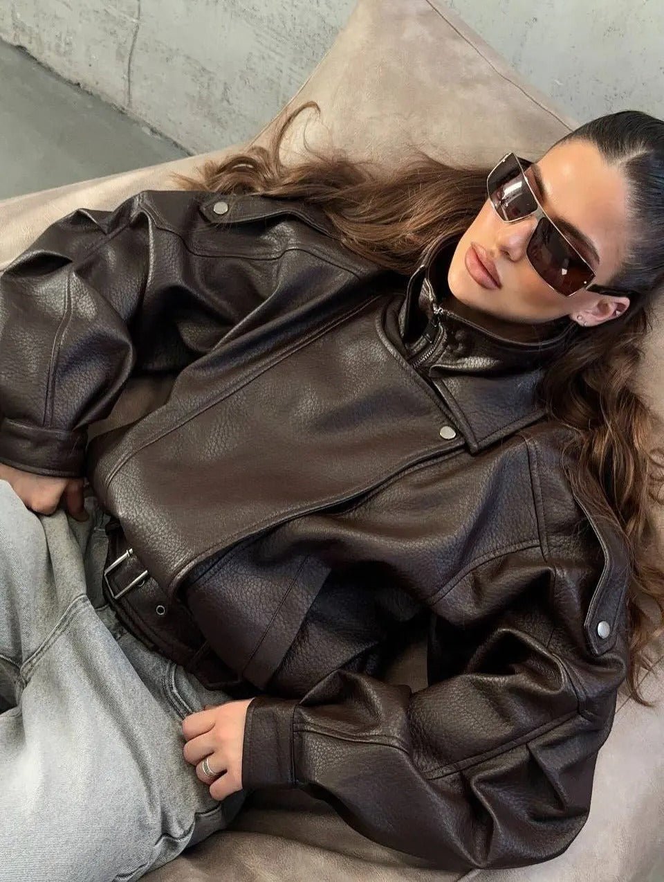 Denise Belted Vegan Leather Jacket