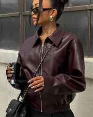 Erika Zip Up Vegan Leather Jacket