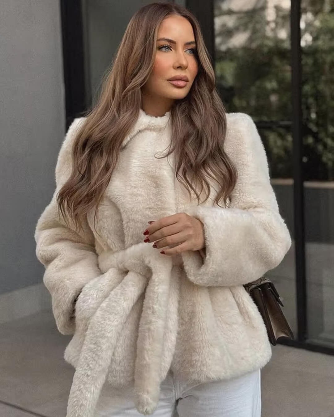 SOERA Farrah Faux Fur Coat with Belt - Jackets - 3256810101987871-;iJ1763625119772614991 Creme M