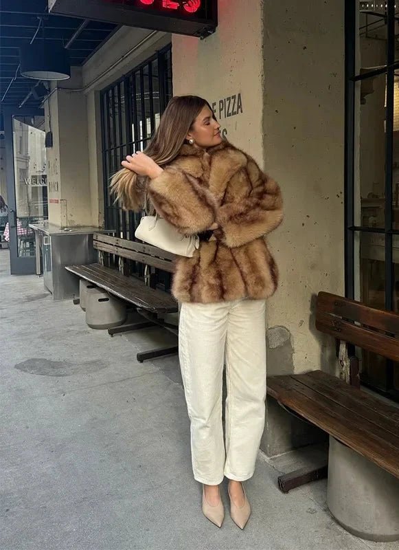 SOERA Fiona Faux Fur Coat - Jackets - px1761302825923431027 Brown L