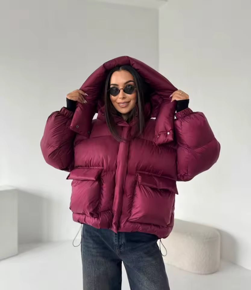SOERA Lena Cropped Quilted Puffer Jacket - Jackets - SOERA-187331-WIN-S-61603 Wine Red S