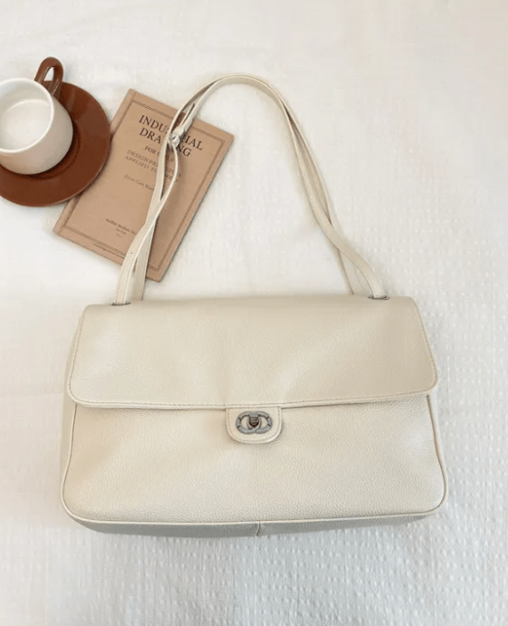 SOERA Josie Buckle Flap Shoulder Bag -  White 36×24×11 cm