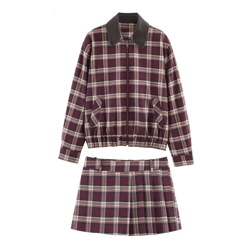 SOERA Jessica Check Bomber Jacket & Skort Set - Matching Sets - SOERA-845699-TOP-XS-58883 Jacket Only XS