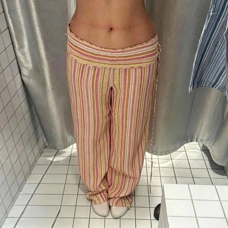 SOERA Valerie Low-Rise Striped Trousers - Pants - SOERA-226627-ORA-S-16803 Orange Pink S
