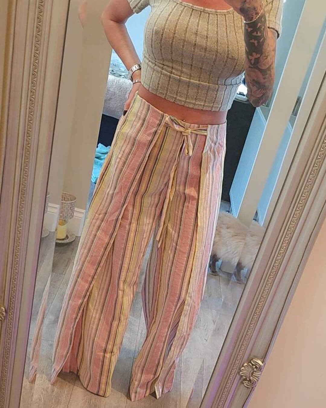 SOERA Julie Vertical Stripe Trousers - Pants - SOERA-346371-DEF-OS-38980 Pink M