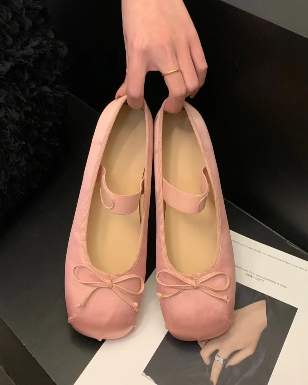 SOERA Pamela Bowtie Satin Ballet Flats - Shoes - 1005006308783003-;Ru1772045931428021197 Pink 38