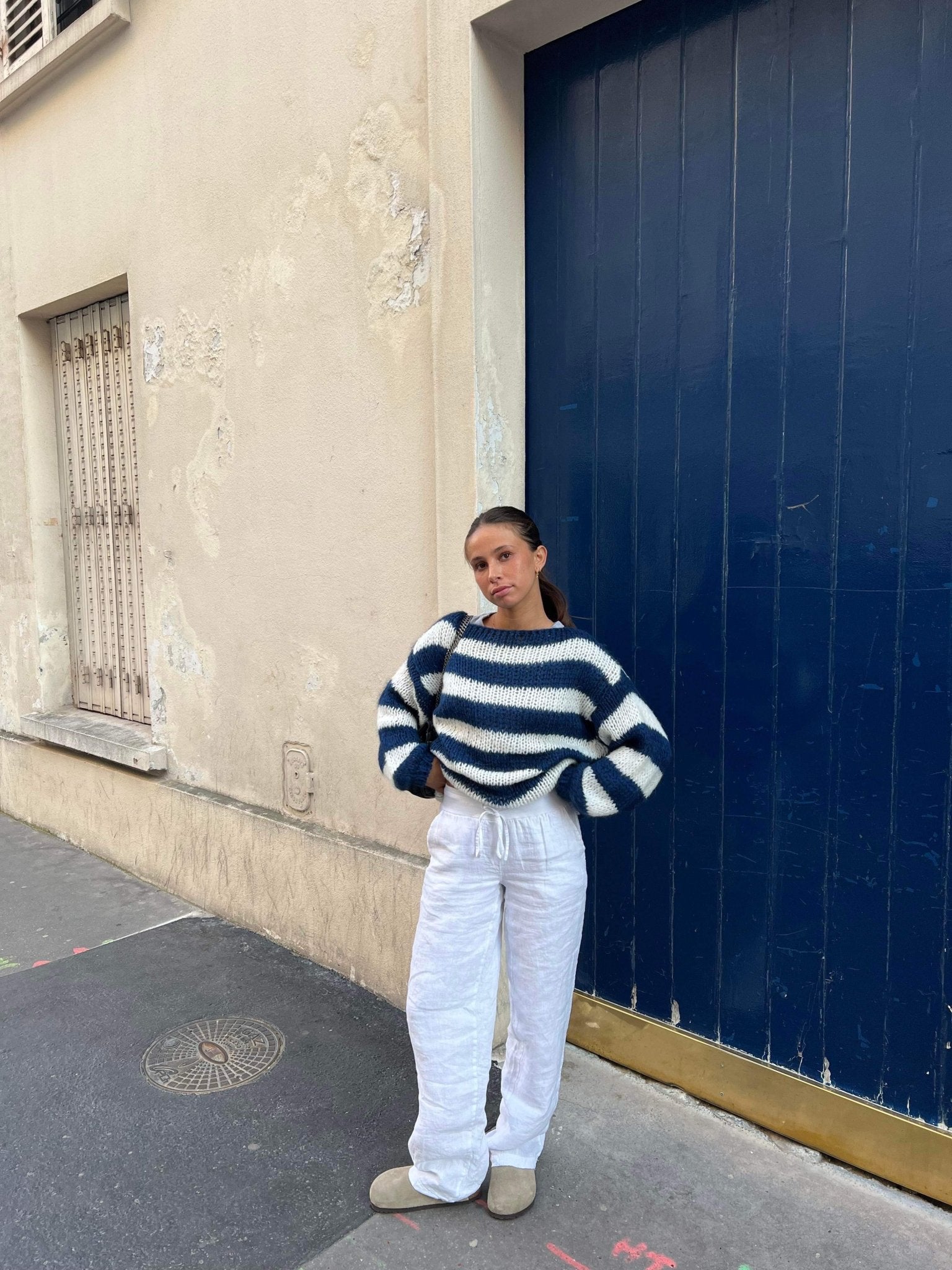 SOERA Rose Striped Loose Sweater - Sweaters - SE1770344797582228245 Blue L