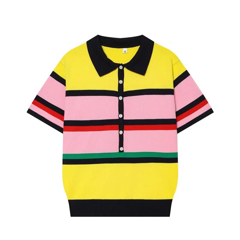SOERA Aisonde Colorblock Polo Knit Top - Top - SOERA-701315-AST-M-00387 M